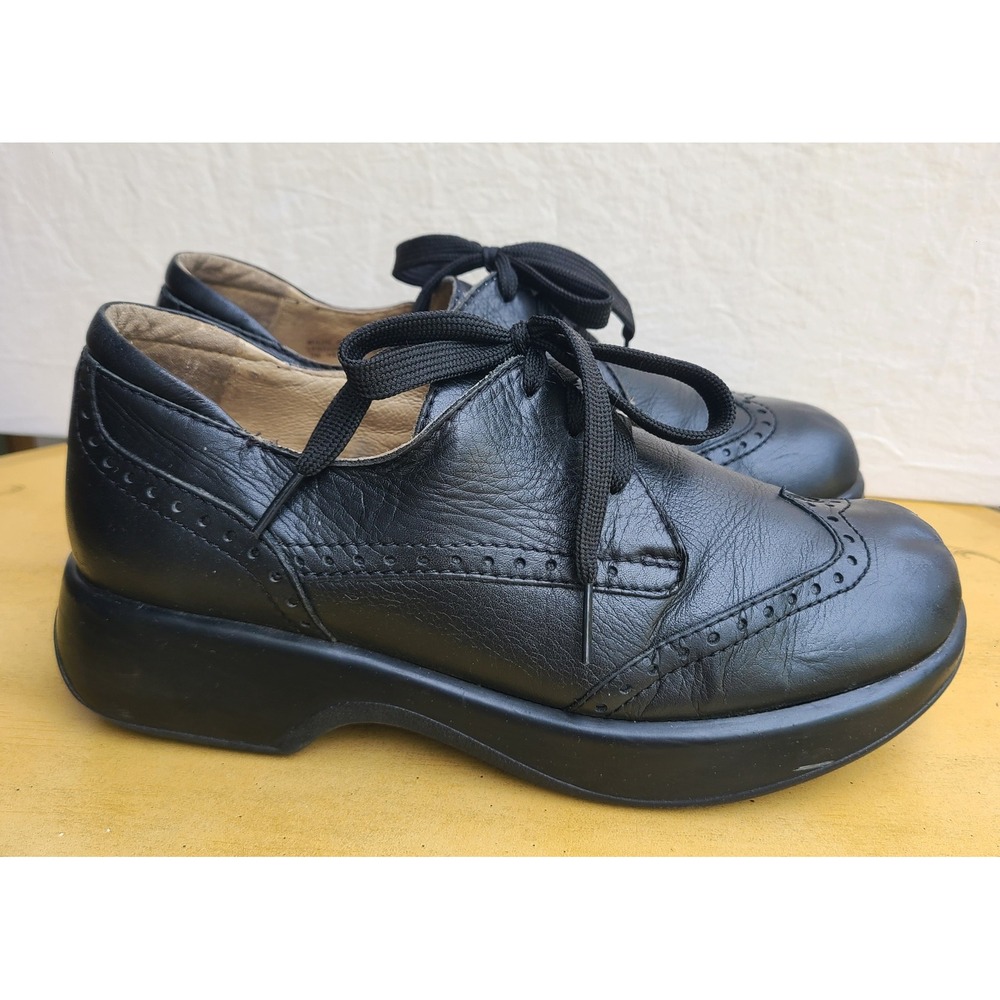 Black EU 40 100%‎ Leather Buttery Soft Oxford Cap Toe Platform Shoes Portugal